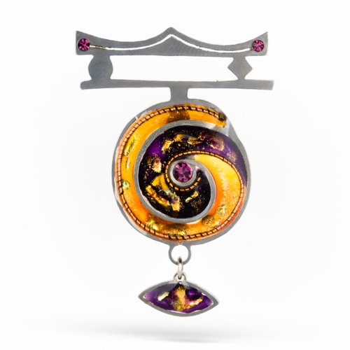 Orange & Purple Spiral Budah Temple Pin from the Artazia Collection #1701A MP OP