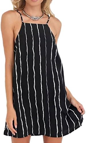 Azbro Women's Pin Stripes Black Shift Cami Dress