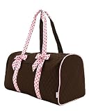 Large Quilted Duffle Bag with Detachable Ribbons - Pink/Brown