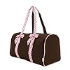 Large Quilted Duffle Bag with Detachable Ribbons - Pink/Brown