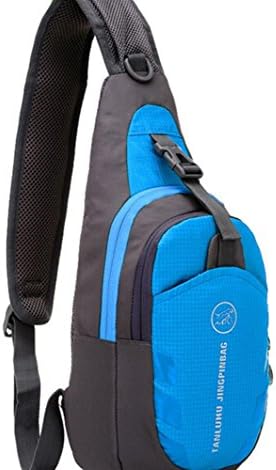 Men's Chest Bag Shoulder Sling Waterproof Nylon Unbalance Backpack Satchel Outdoor Travel Bike (blue)
