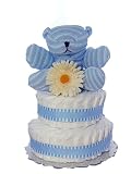 Elegant Teddy Baby Diaper Cake-50 Diapers (Blue)