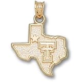 Texas Tech University TT Star Texas Map Pendant (14kt)