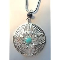 SA101SC Shiny Chrome with Turquoise Stone and Brown Bead Shower Curtain Add-on - 12pcs - ** Free Silver Plain Shower Curtain hooks with purchase - ** Free Standard Silver Shower Curtain Hooks with Purchase