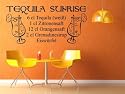 Wandtattoo Cocktail Rezept "Tequila Sunrise" Wandtatoo Tattoo Wandaufkleber ( 100x47cm)