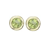14K Yellow Gold Bezel Set Peridot Earring Studs