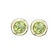 14K Yellow Gold Bezel Set Peridot Earring Studs