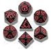 Q-Workshop Polyhedral 7-Die Set: Carved Dragon Dice Set (Black and Red)