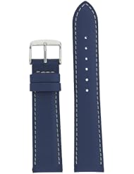 Watch Band Genuine Soft Leather Navy Blue Padded Stitched 20 millimeter