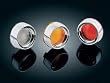 Red Deep Dish Bezels with Lenses for Bullet Turn Signals