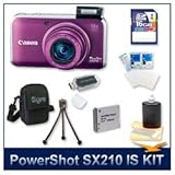 Canon PowerShot SX210 IS Digital Camera (Purple) 4247B001, 14.1 
Megapixel, 14x 28-392 mm (IS) Zoom, 3.0 LCD, 720p HD Video with Stereo 
Sound, DIGIC 4 Image Processor, 16 GB Memory, Reader, Battery, Tripod, 
Case, Screen Protectors, & Lens Cleaner