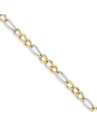 14k Two-tone Polished Fancy Link Bracelet Length 7.25"