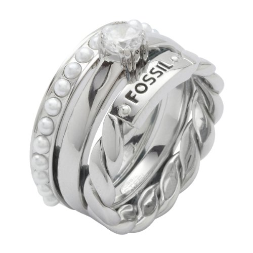Fossil Damen-Ring 3-teilig Zirkonia