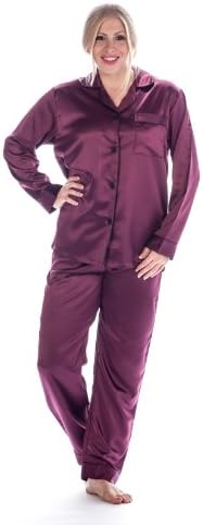 Noble Mount Womens Premium Satin Pajama Sleepwear Set (Relaxed Fit)