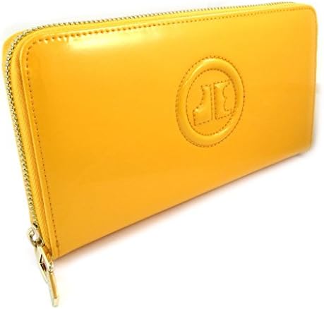 Leather zipped wallet + checkbook holder 'Jacques Esterel'yellow varnish.