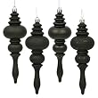 8ct Jet Black 4-Finish Regal Shatterproof Finial Christmas Ornaments 7"