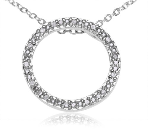 Sterling Silver Diamond Accented Circle Pendant, 18