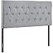 Modway Clique Tufted Button Diamond Pattern Linen Fabric Upholstered King Headboard in Gray