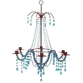 Dazzling Brown and Blue Jeweled Chandelier Candelabra - Holds 6 Candles #85884 by A & B Hongda
