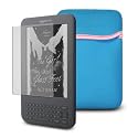 AMAZON KINDLE NEOPRENE POUCH CASE - BLUE, WITH SCREEN PROTECTOR