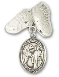 Sterling Silver Baby Badge with St. Columbanus Charm and Baby Boots Pin