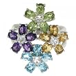 White Gold Flower Ring Amethyst Citrine Peridot Topaz White Gold Flower Ring Amethyst Citrine Peridot Topaz