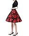 v28 Women's A-Line Elastic Waistband Flare Pleated Floral Print Midi Skirt
