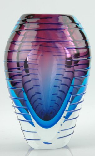 Glass Sommerso Vase Purple & Blue Hand Cut & Polished Art X94