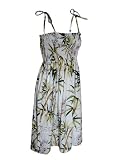 One Size Tube Dress - Women's Bamboo Gold Lip Orchid Spaghetti Strap Hawaiian Aloha Poplin Cotton Smocked Tube Top Sundress in White