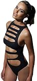 YeeATZ Classic Black Slashed Cut out Monokini(Size,M)
