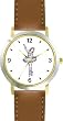 Blue Ballerina - Ballet Dancer No.1 - WATCHBUDDY&reg; DELUXE TWO-TONE THEME WATCH - Arabic Numbers - Brown Leather Strap-Size-Large ( Men's Size or Jumbo Women's Size )