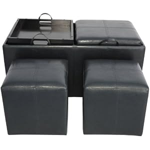 Global Distinctions Double Storage Ottoman with Tray Tables