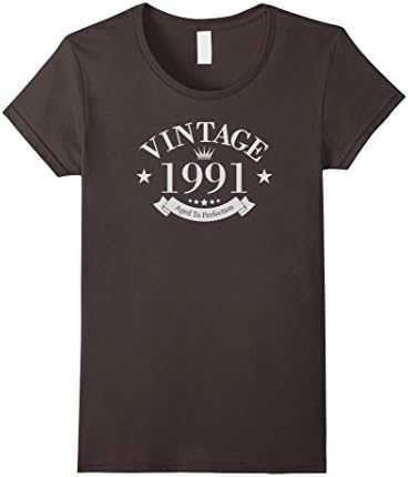 Women's Vintage 1991 Aged To Perfection - 25th Birthday Gift T-Shirt Medium Asphalt
