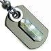 Exclamation Triple Lucky Amulet Crystal Point Tag Black Onyx, Hematite, Green Moss Agate Gemstones Pendant Necklace