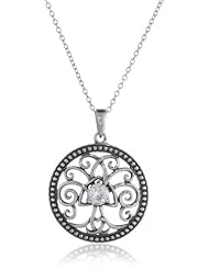 Sterling Silver and Simulated Diamond Celtic Tree of Life Pendant Necklace, 18"