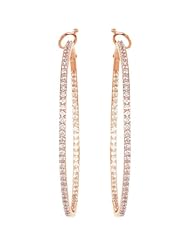 14K Rose Gold Diamond Hoop Earrings