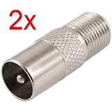 2 Pcs F Female to PAL Male 9.5mm TV Satellite Antenna RF Coax Adapter