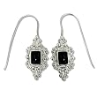 Sterling Silver Rectangular Onyx w/ Filigree Earrings by Sajen
