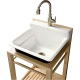 KOHLER K-6608-1P-0 Bayview Wood Stand Utility Sink, White