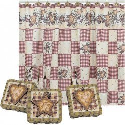 Hearts & Stars Shower Curtain Set (Multi) (70