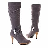 Damen Schuhe, Stiefel, 66960, Synthetik in hochwertiger Wild Leder Optik, Grau, Gr 38
