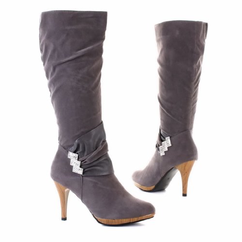 Damen Schuhe, Stiefel, 66960, Synthetik in hochwertiger Wild Leder Optik, Grau, Gr 38