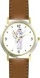 Ballerina and Ballet Dancer Couple No.2 - WATCHBUDDY&reg; DELUXE TWO-TONE THEME WATCH - Arabic Numbers - Brown Leather Strap-Women's Size-Small
