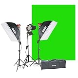 ePhoto 2400 watt ChromaKey Green Screen 10 x 12 lighting Kit Fl100R+10x12G
