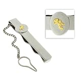 Genuine 18K Gold emblem chain Stainless Steel Mens Tie Clip