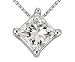 0.075 Carat 4 Prong Basket Setting Diamond Pendant Necklace in 14K White-gold with a I-J SI1-SI2 Princess Cut / Shape Diamond without chain