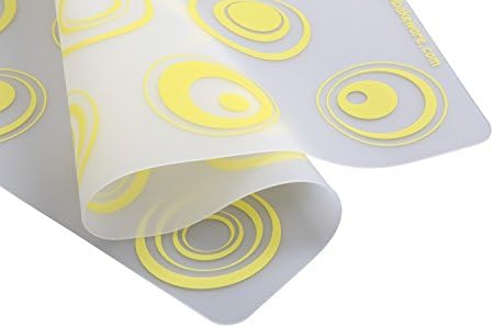 Silicone Baking Mat with Circles Fits 16x12 Cookie Sheet 1mm Thick Clear Silicone with Yellow Circles