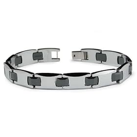 Tungsten Carbide Ceramic Men's Link Jewelry Bracelet (Length 7