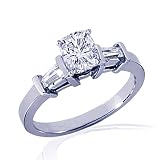 1 Ct Cushion Cut Diamond Engagement Ring 14K WHITE GOLD SI F-COLOR CUT:EXCELLENT