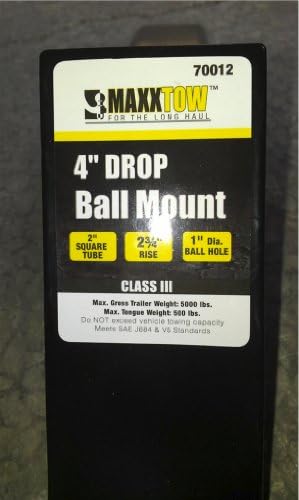 MAXXHAUL70012 Black 4" Drop Class III Ball Mount